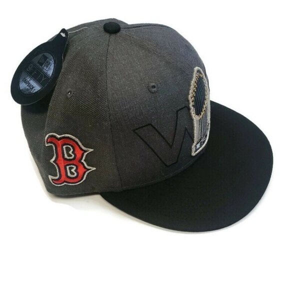 Boston Red Sox 2018 World Series Trophy Gray 9FIFTY New Era Snapback Hat Cap - Picture 2 of 8